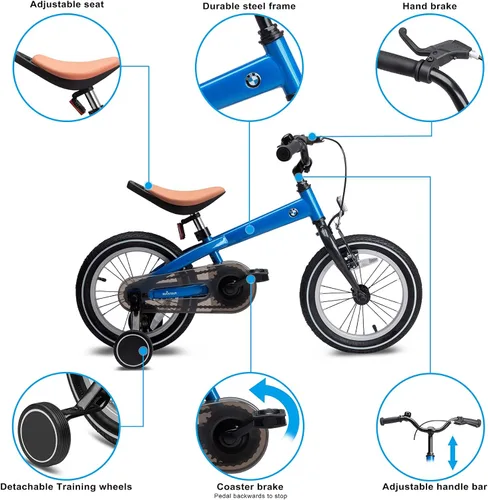 Vista 2 de RASTAR BMW - Bicicleta para niños pequeños de 14 pulgadas con ruedas de entrenamiento para niños y niñas de 3 a 7 años, un valioso regalo al aire