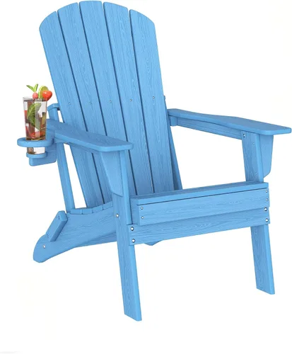 Vista 45 de Plawdlik Juego de 10 sillas plegables Adirondack con textura de madera, HDPE pesado para todo tipo de clima, juego cómodo junto a la piscina, patio
