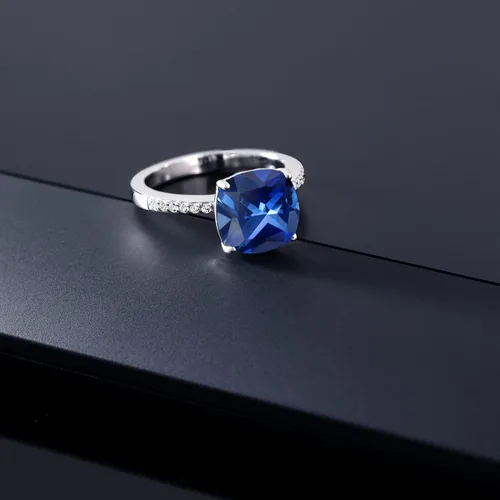 Vista 39 de Gem Stone King Anillo de compromiso de plata de ley 925 con piedra preciosa de corte cojín de 0.39 pulgadas Anillo de compromiso de aniversario