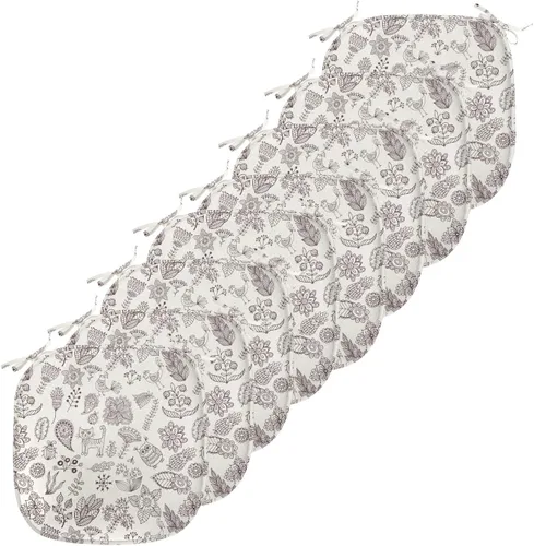 Vista 125 de Ambesonne Cojín de asiento para silla de flores, detalles florales con hojas y remolinos, estampado artístico romántico y vívido y vibrante