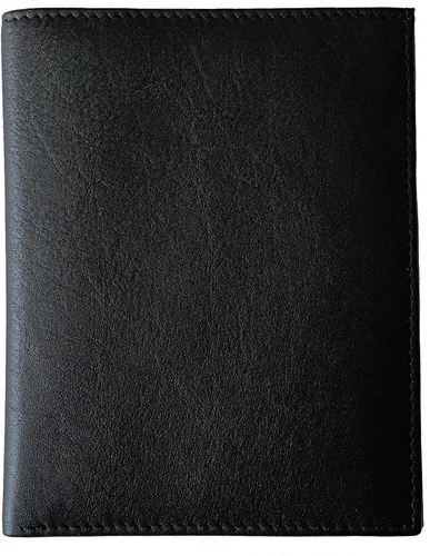 Vista 7 de Soporte para pasaporte de viaje de cuero genuino con bloqueo RFID, Negro -, Cartera Rfid
