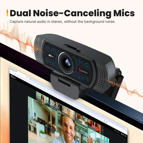 Vista 6 de Angetube Cámara web 4K para PC con micrófono, cámara web USB incorporada