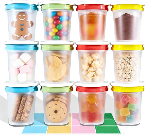 Vista 12 de Recipientes de almacenamiento de alimentos, 12 piezas, recipientes de almacenamiento para congelador de 4 oz con tapas de rosca, a prueba de fugas