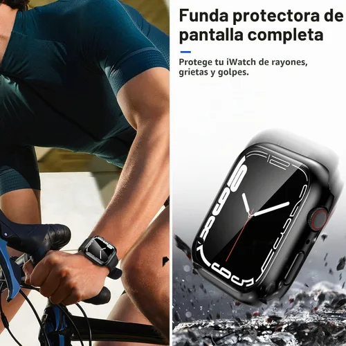 Vista 5 de Goton - Funda impermeable para Apple Watch 38 mm Series 3 2 1, protector de pantalla de vidrio templado, protección completa de policarbonato duro