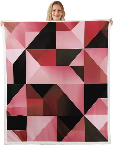 Vista 29 de Erosebridal Black Blue Triangles Square Fleece Throw Blanket 40"x50" - Ultra-Soft for Couch Sofa Bed,3D Geometric Pattern Sherpa Blanket,Abstract