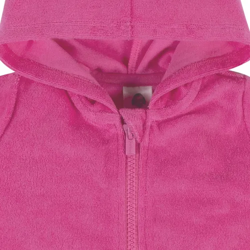 Vista 3 de Gerber Cubierta para traje de baño con capucha y cremallera para bebés y niñas pequeñas, Rosado