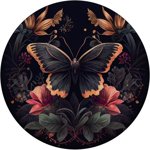 Vista 3 de PopSockets negros con diseño de flores de mariposa