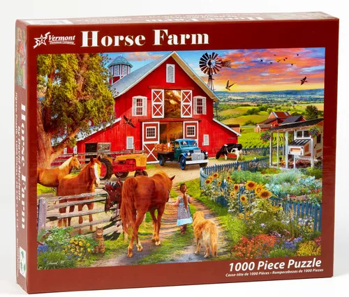 Vista 2 de Vermont Christmas Company Horse Farm - Rompecabezas de 1000 piezas