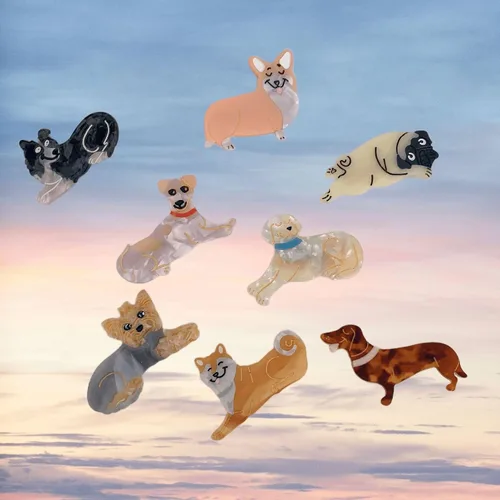Vista 6 de 1 horquilla de perro para mascotas para mujeres, pinza para el pelo de animal (perro salchicha)