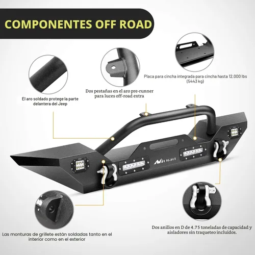 Vista 3 de Nilight - Parachoques delanteros compatibles con Jeep Wrangler JK/JKU de 2007, 2008, 2009, 2010, 2011, 2012, 2013, 2014, 2015, 2016, 2017 y 2018