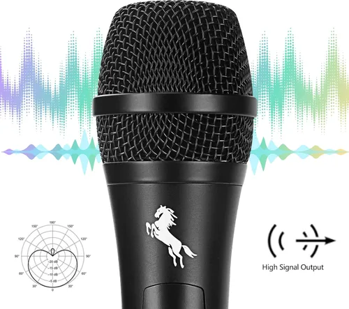 Vista 2 de Marengo Micrófono vocal dinámico para altavoz de karaoke, micrófono de mano con cable con interruptor de encendido y apagado y cable desmontable