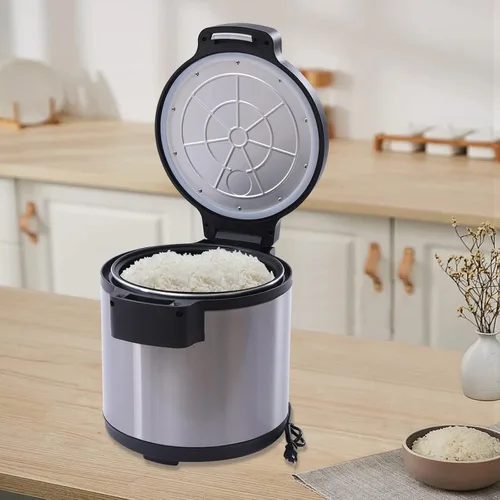 Vista 4 de Calentador de arroz de 95 tazas de 19L para restaurante comercial, 110 V, 110 W, calentador eléctrico de alimentos con función cálida, calentador