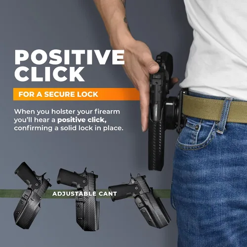 Vista 6 de OWB Negro Quick Detach IDPA - Funda KYDEX - Cintura exterior - Retención Posi-Click - 100% fabricado en EE. UU