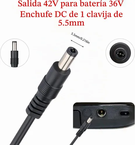 Vista 2 de [Ajuste verificado] Cargador de 42 V 2 A para iScooter, isinwheel (36 V), compatible con iScooter i9, i9 Pro, i8, i8L e isinwheel U1, M10, S9 Pro