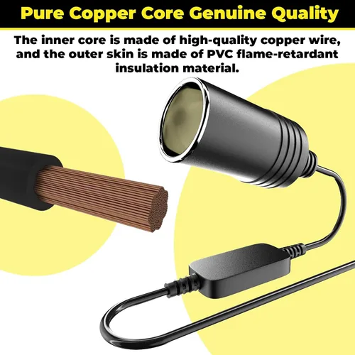 Vista 4 de Adaptador de USB a Encendedor de Cigarrillos, Cable de 10W USB Macho a 12V Encendedor de Cigarrillos de Toma, para Cámara de Salpicadero, Detector