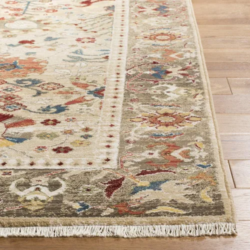 Vista 2 de SAFAVIEH Kashan Collection - Alfombra de área de 2 x 3 pies, color beige y gris pardo, diseño oriental tradicional, no desprende pelusa y de fácil