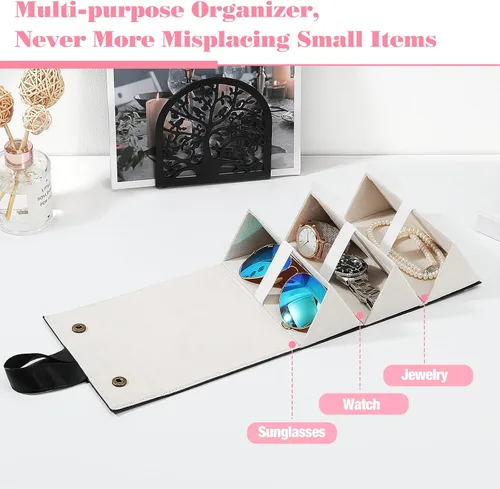Vista 2 de MoKo - Organizador de gafas de sol con 5 ranuras, estuche de viaje para gafas de sol portátil, estuche de almacenamiento para mujeres y hombres