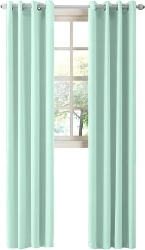 Vista 24 de LA PALMA Cortinas opacas con aislamiento térmico y ojales, para sala de estar, dormitorio, paquete de 2 paneles