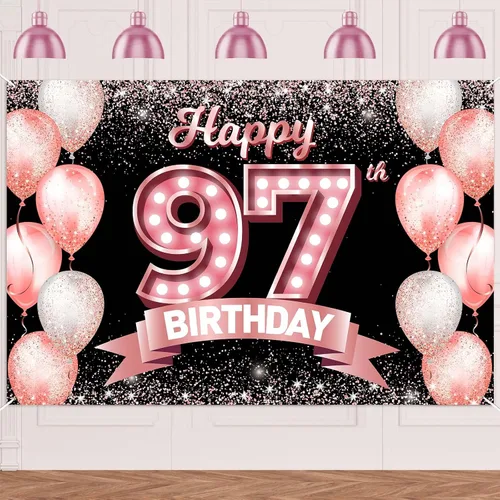 Vista 100 de Cartel de feliz cumpleaños décimo oro rosa, telón de fondo, saludos a 10 años, globos de confeti, decoración temática para niñas de 10 años