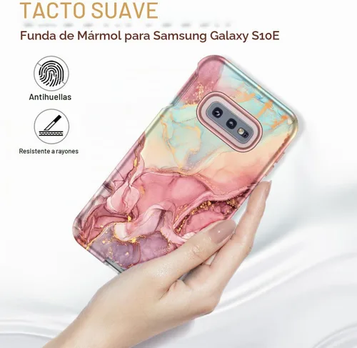 Vista 3 de Btscase Funda para Samsung Galaxy S10e, resistente de tres capas de mármol, a prueba de golpes, cuerpo completo, policarbonato duro y TPU suave