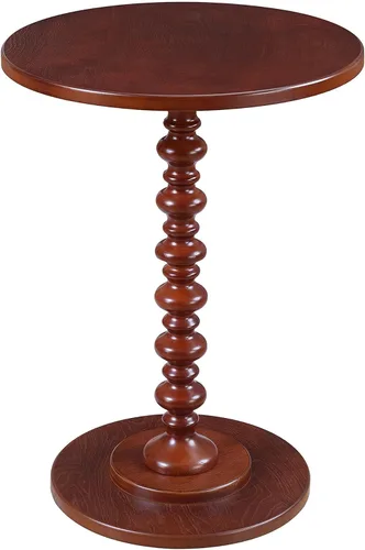 Vista 12 de Convenience Concepts Palm Beach Mesa de Husillo de 17.75" – Mesa auxiliar redonda tradicional para sala de estar, mesa auxiliar de madera maciza