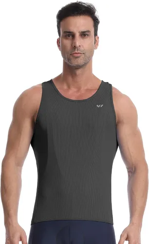 Vista 3 de Lo.gas Camiseta de ciclismo sin mangas para hombre, capa base de ciclismo transpirable y ligera con bolsillo trasero chaleco deportivo
