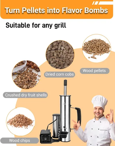 Vista 4 de Generador de humo frío para cualquier parrilla, tubo ahumador de acero inoxidable 304, tubo doble para cortar alquitrán para un sabor no graso