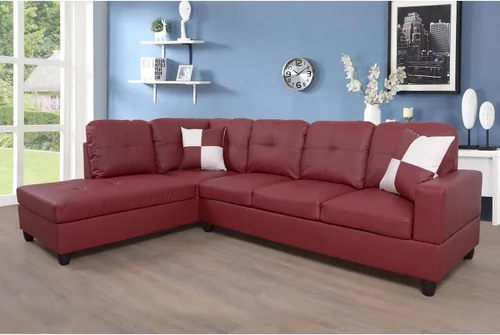 Vista 10 de A Ainehome Juego de sofá de sala de estar, 2 piezas, sofá seccional en forma de L, sofá de piel sintética con diván para sala de A-Negro