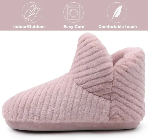 Vista 2 de HOMEHOT Pantuflas de invierno para mujer, cálidas, cómodas, suaves, forro de piel sintética, con forro polar