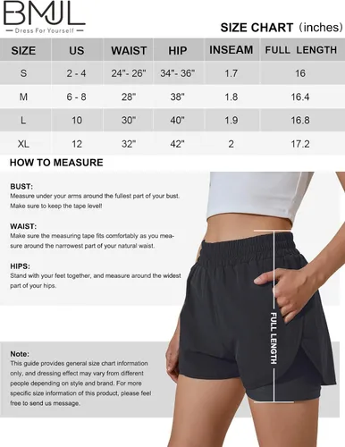 Vista 7 de BMJL Pantalones cortos de correr para mujer, cintura elástica, cintura alta, bolsillos, pantalones cortos deportivos para entrenamiento, gimnasio