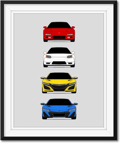 Vista 12 de Custom Car Posters Póster hecho a mano compatible con Acura (perfil lateral), decoración de lo mejor de las generaciones de Acura, historia 10C.