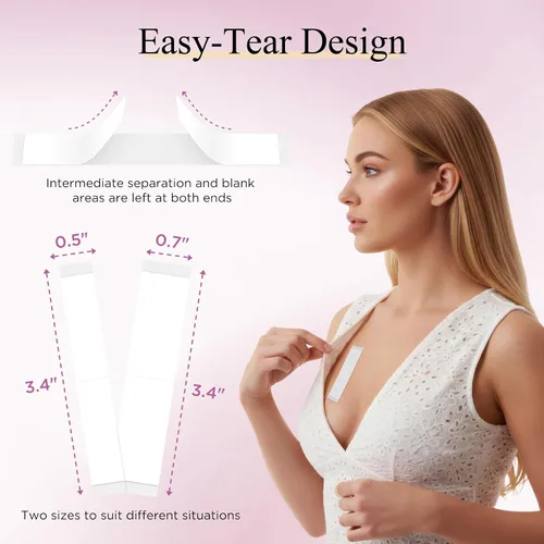Vista 3 de Cinta de ropa de doble cara para piel y tela, cinta transparente para mujer, pegamento de moda resistente para piel y ropa, cinta de vestir
