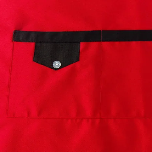 Vista 5 de Delantal de cocina ajustable con 2 bolsillos para mujeres y hombres (rojo-negro)