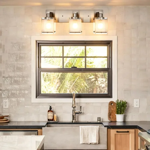 Vista 3 de Accesorios de iluminación de tocador de baño 3 lámparas de pared