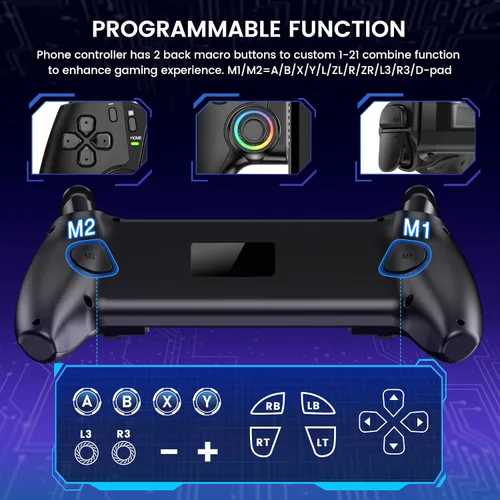Vista 3 de KICKDOT Controlador MC5000 Pro para Switch 2/1/OLED y iPhone/Android - Joystick de efecto Hall, controlador inalámbrico Bluetooth