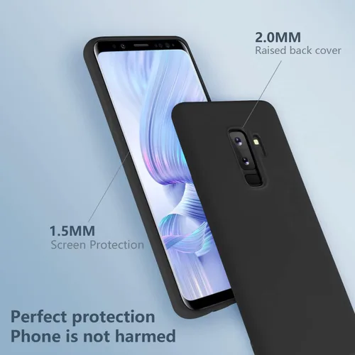 Vista 3 de Carcasa para Samsung Galaxy S9 Plus, silicona líquida TPU, color negro Soft Slim Fit Smooth Baby Touch Rubber Official Microfiber Lining Clean