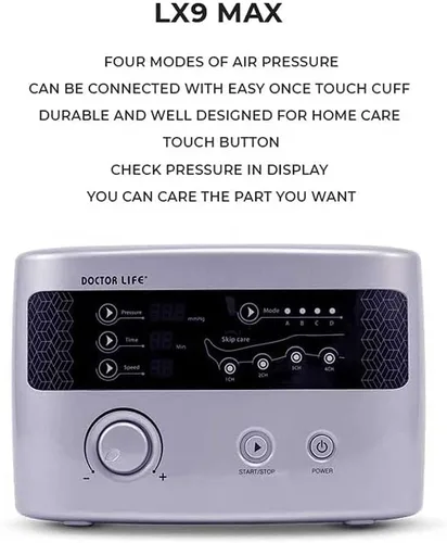 Vista 2 de DOCTOR LIFE LX9max para Todo el Cuerpo (A) - Sistema de Recuperación de Compresión de Aire Secuencial: Dispositivo + Piernas (L) + Brazo + Cintura +