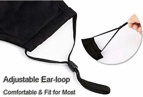 Vista 4 de NBDIB Protección facial ajustable para adultos con bolsillo para filtro y alambre para la nariz, máscara de tela transpirable negra con 10 filtros