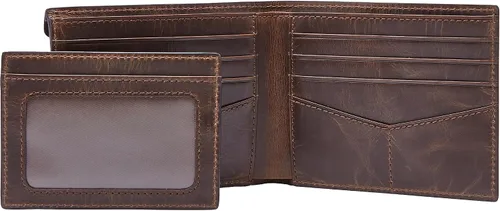 Vista 3 de Fossil Cartera de cuero plegable deslizante 2 en 1 con funda extraíble para tarjetas para hombres