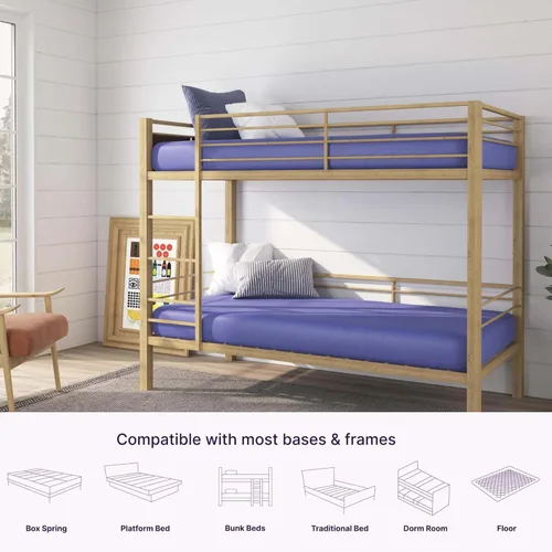 Vista 4 de Colchón individual de 5 pulgadas, colchón de espuma viscoelástica con funda extraíble lavable, colchón de cama individual para niños, adolescentes