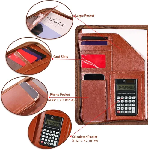 Vista 6 de Regalos personalizados para hombres, cartera de cuero, regalo de cumpleaños para esposo e hijo, padfolio regalo de oficina para compañero