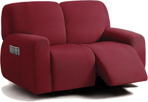 Vista 31 de ULTICOR - Juego de 8 fundas para sofá reclinable de jacquard, fundas elásticas para sofá reclinable para 3 cojines, fundas gruesas, suaves y Gris