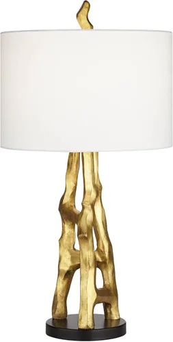 Vista 8 de Possini Euro Design Lámpara de Mesa Auxiliar Escultura Orgánica de 29" de Alto Moderna Glamorosa de Lujo Acabado Dorado Pantalla Individual de Tela