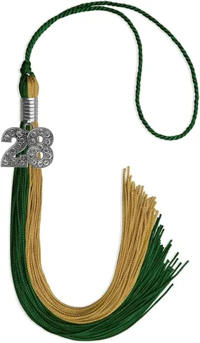 Vista 179 de Endea Graduation Borla de doble color con dije de plata brillante (negro/oro antiguo, 2025)