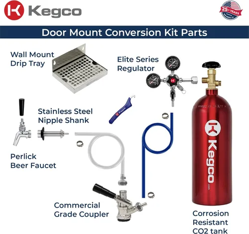 Vista 2 de Kegco Kit de Kegerator de cerveza de barril de montaje en puerta de grado comercial con tanque de CO2 de 5 libras MPPSCK-5T