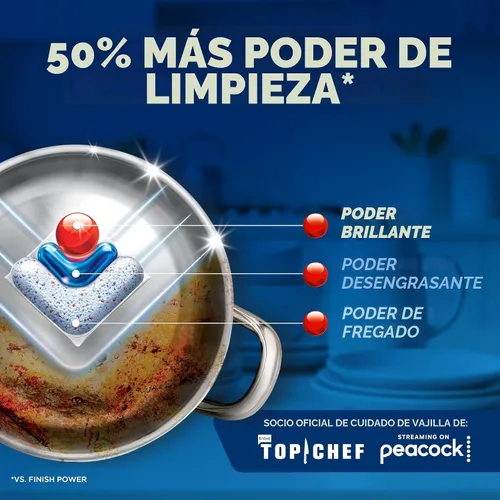 Vista 4 de Finish Ultimate Infinity Shine - Cápsulas para lavavajillas, detergente sin necesidad de pre-enjuague, elimina manchas quemadas, con Protector