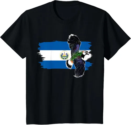 Vista 40 de Camiseta con la bandera de El Salvador, mapa de El Salvador, camiseta de Salvador para mujer, Negro