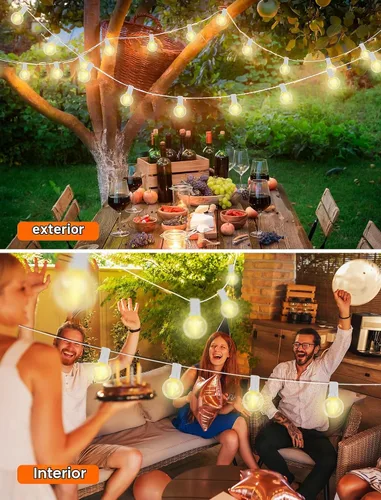 Vista 7 de Guirnalda de luces LED de 25 pies para exteriores, G40 Globe Patio Lights Cable blanco de 25 pies