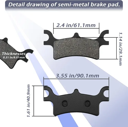 Vista 6 de Pastillas de freno delanteras y traseras para Polaris Sportsman 400 450 500 600 700 800 EFI/HO 2x4 4x4, Scrambler 400 500, Trail Boss 330, Magnum