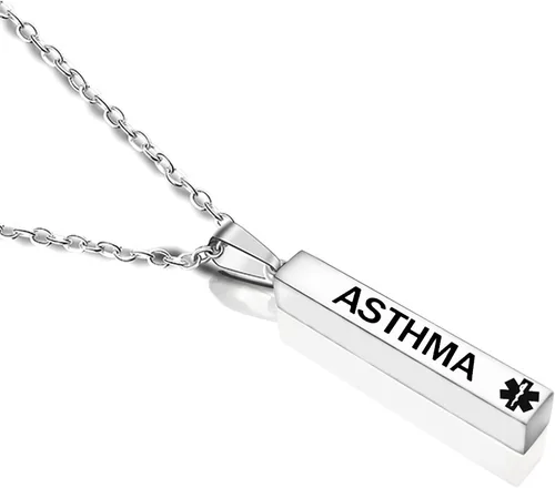 Vista 8 de kkekos Collar de acero inoxidable con identificación de alerta médica con información médica